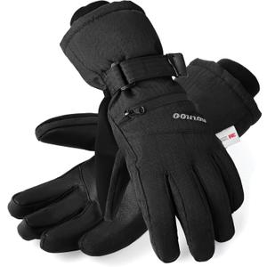 Waterproof Warm 3M Thinsulate Snow Gloves - Touchscreen, Cold Weather Winter Gloves for Snowboarding, Fits Both Men & Women (Small, Black)