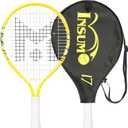 Kids Tennis Racket for Boys & Girls Aged 2-12 - Multi-Color & Style Youth Tennis Racket for Beginner, Includes 420D Nylon Shoulder Strap Bag (Yellow)
