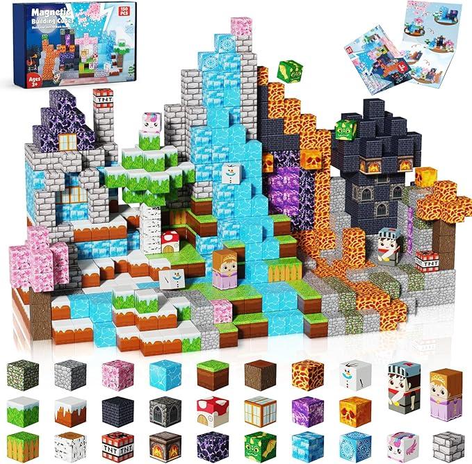 Magnetic Blocks - 150 PCS Build Dark Frozen - Magnetic Toys for Montessori Toddler Christmas Birthday Gifts STEM Sensory Toys for 3 4 5 6 7 8 9 10 Year Old Boys & Girls