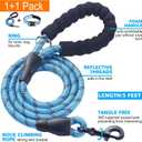 Ladoogo Reflective Dog Collar Padded with Soft Neoprene Breathable Adjustable Nylon Dog Collars for Small Medium Large Dogs (Small (Pack of 1), Vivid Blue Plaid Collar+Leash)