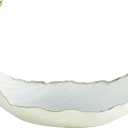 CosmoLiving by Cosmopolitan Polystone Bird Decorative Decorative Bowl Curved Feather Decorative Container with Gold Accents, Decorative Keepsake Box 13" x 8" x 8", White