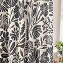RoomTalks Black Vintage Floral Faux Linen Shower Curtain for Bathroom Decor - 210GSM Heavy Duty Modern Farmhouse Country Rustic Matisse Plants Botanical Shower Curtain Set with Hooks