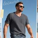 Huukeay 3 Pack Men's Big and Tall Shirts V Neck Waffle Short Sleeve Tops Workout Casual Summer Tees with Pocket