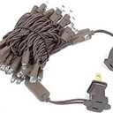 Warm White Mini Christmas String Lights, 17" 50 LED UL Listed 5mm Wide Angle LED Brown Wire Lights, Attachable String Lights for Patio, Holiday, Party, Home, Indoor & Outdoor Decor (Warm White)