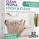 The Clean People Laundry Detergent Sheets - Laundry Soap - Ultra Concentrated, Recyclable Packaging, Stain Fighting - Fresh Scent, 32 Pack