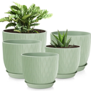 Mueller Austria Plant and Flower Pot 2/1 Set, Heavy Duty 6 Inch European Made Stylish Indoor/Outdoor Decorative Planter, for All House Plants, Flowers, Herbs, 
Green