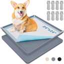 LOOBANI Dog Pee Pad Holder - 2 Pack Silicone Puppy Potty Tray With High Edge and 4 Clamps for Training - Fits Up to 24" x 24" Pads, Gray