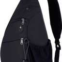 WATERFLY Sling Bag Crossbody Backpack: Over Shoulder Daypack Casual Cross Chest Side Pack (Large, Black)