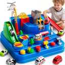 Siwuoke Toys for 3 Year Old Boys, Large City Adventure Car Race Track for Toddlers, STEM Montessori Playset & Helicopter, Educational Learning Toy, Birthday Christmas Grandkids Gifts, Missing Cars