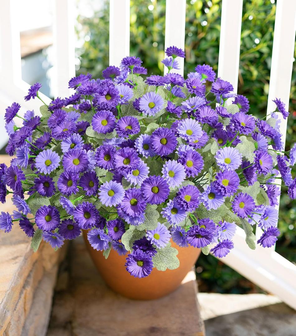 Dahlia Artificial Flowers for Outdoors Decoration, 6 Bundles Silk Flowers Fake Plants Realistic UV Resistant Faux Flowers for Outdoor Planters Front Door Yard Garden Patio Outside Home Indoor, Mix