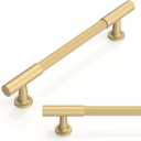 10 Pack Brushed Gold Cabinet Pulls 5 Inch(128mm) Kitchen Cabinet Handles Solid Heavy Duty Drawer Pulls (5" Hole Center)