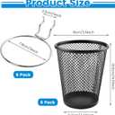 6 Set Pegboard Cups with Ring Hooks, Metal Pegboard Bins, Pegboard Cup Holder Pegboard Hooks for 1/4" Peg Board, Pegboard Accessories for Organizing Storage, Black