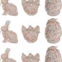 WDS WONDROUS Pink 9-Piece Easter Hanging Ornaments Set, Fabric Floral Bunny Egg & Cracked Egg with Jute Bow, Spring Home Decor for Wall Door Tree Table, Rustic Farmhouse Cottagecore Gift (Pink and Green)