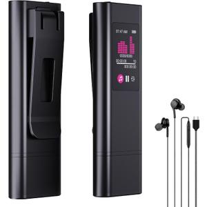 128GB Digital Voice Recorder, 1600 Hrs AI Noise Reduction, Rechargeable Voice Activated Recorder with Playback, MP3 Player Voice Activation Perfect Capture Every Word for Classes, Meetings, Interviews (Black)