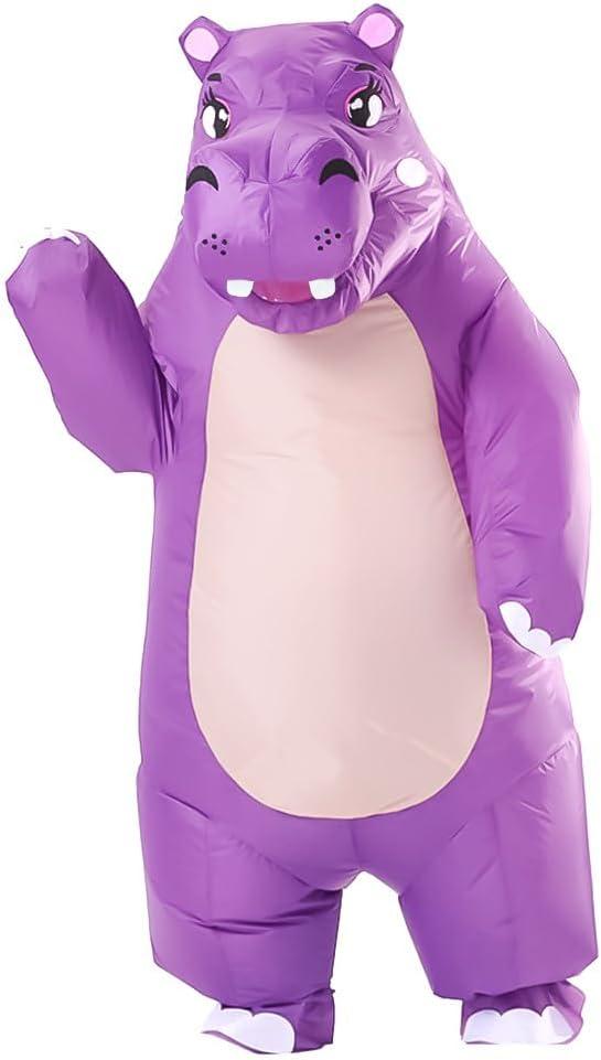 Halloween Inflatable Costume for Adult Fancy Hippo Suit Blow up Costume For Halloween Cosplay Party Outfit (Purple, One Size)