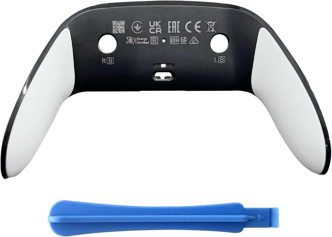 Replacement Back Shell Cover Trim forDualSense Edge Controller Compatible withPS5 DSE- Clip-On Housing with OEM-Spec Soft Rubber Grip, Fixes Yellowing & Peeling (White)