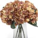 Kimura's Cabin 6Pcs Faux Hydrangea Flowers Vintage Artificial Silk Hydrangeas Flowers with Stems Fake Hydrangea Bouquets for Autumn Farmhouse Home Wedding Table Center DecorationAutumn Yellow