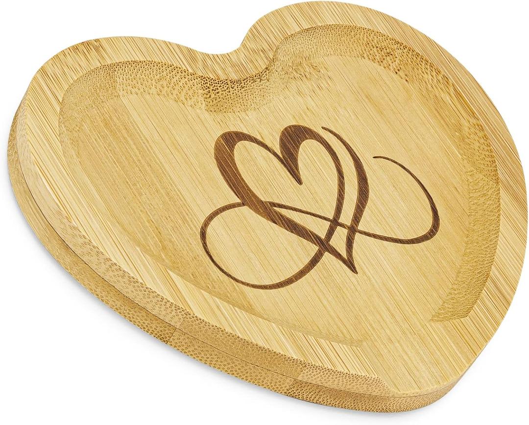 Heart Shaped Spoon Rest Large Engraved Bamboo Wood for Kitchen Utensils Wooden Vintage Country Tray Protects Countertop Fits Spoonful of Love Spoon
