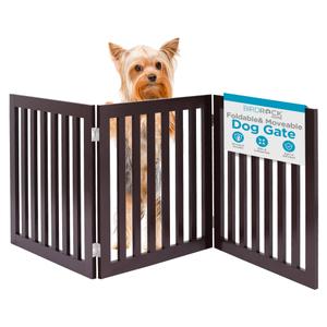 INTERNET'S BEST Dog Gate Indoor Freestanding Pet Barrier, Folding Wood Dog Fence, Extra Wide Doorway Puppy Gate, Indoor Animal Privacy Panel, Wooden Cat Fence - 4 Panel - 36", Espresso