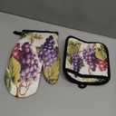 TULIMET Vintage Grapes Vine Oven Mitts and Pot Holders Sets, 2 Pcs Decorative Kitchen Oven Glove for Cooking (Purple)