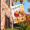 Welcome Fall Cardinal Birds House Flag 28x40 Double Sided Autumn Leaves Burlap Yard Flag for Thanksgiving Holiday Outside Decorations