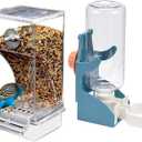 NIENIE No Mess Bird Feeder Water Dispenser Set, Automatic Transparent Parrot Feeder Acrylic Parrot Food Container Drinker, Blue (Pack of 2)