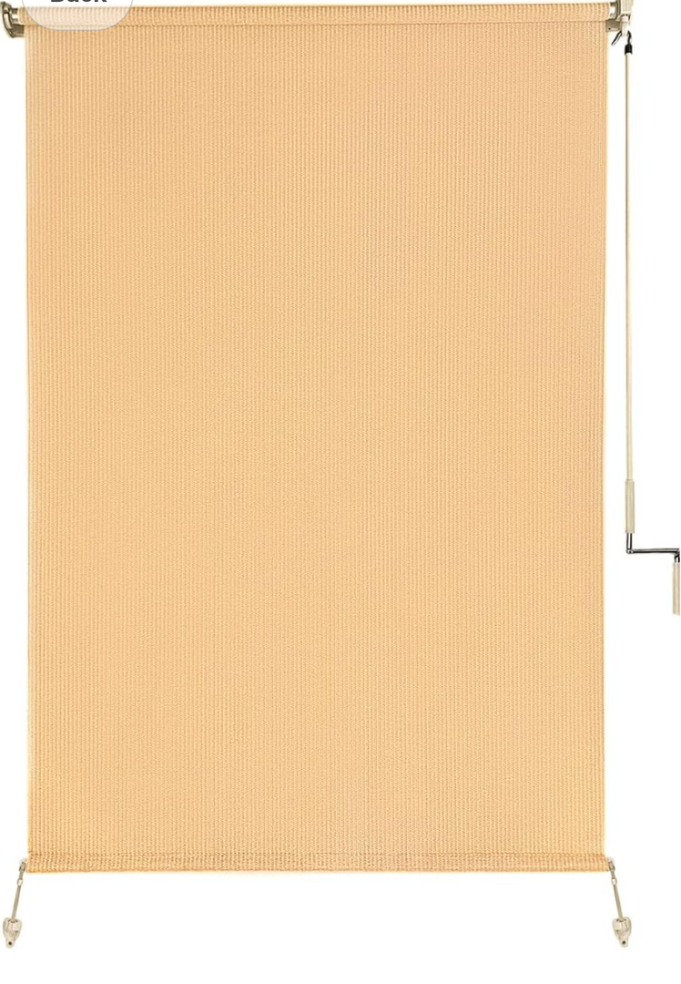CICADA SPEECH Outdoor Roller Shade Roll Up Shade Cloth Patio Blinds for Deck Porch Balcony Backyard (8' W X 6' L), Wheat