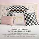 Juicy Couture Reversible Checkerboard Comforter Set 6-Piece Full/Queen Set, Black/White
