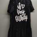 FLOYU Women Sequin Birthday Dress It's My Birthday Dresses Sparkly Party Tops Sexy Birthday Outfits (Medium, Black)