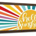 Summer Decor, Hello Sunshine Sign, Front Door Decor, Summer Wood Decors for Home, Office, Garden, Bedroom, Housewarming Gift, Sunshine Gifts, Rustic Farmhouse Decors, 14.9x3.3 inches