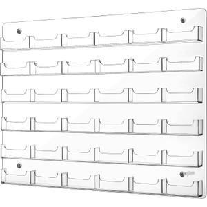 Lincia Acrylic Business Card Holder Wall Mount Clear Sticker Display Rack Multiple Clear Card Organizing Sticker Display Stand Pre Drilled Acrylic Holder (36 Pocket)