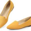 MUSSHOE Flats for Women Dressy Comfortable Ballerina Flats Pointed Toe Slip-on Casual Business Shoes Work Shoes for Women (11, Yellow)