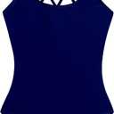 Kanu Surf Girls' Reese UPF 50 Beach Sport Criss-Cross One Piece Swimsuit (6, Solid Navy)