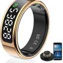 Unisex Smart Ring with LED Display, Touch Controls, and Charging Case - Tracks Activity, Sleep, Heart Rate, and Blood Oxygen, IP68 Waterproof (Gold, #9)