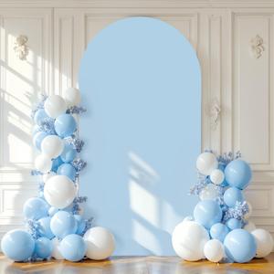 6FT Blue Arch Backdrop Cover Spandex Fitted Arch Covers Stretchy Backdrop Round Top Chiara Backdrop for Birthday Party Baby Shower Ceremony Banquet Decoration