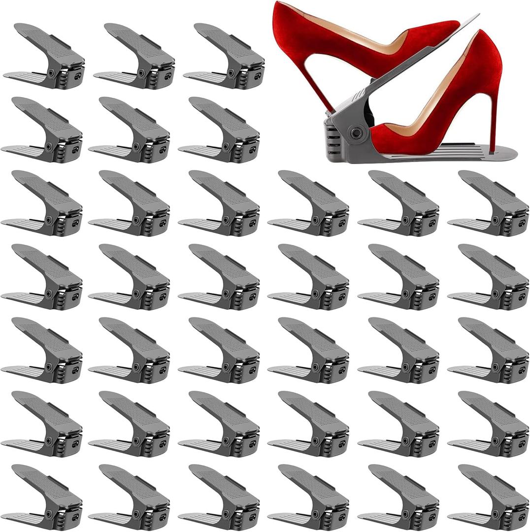 Neprock Shoe Slots Organizer for Closet, Shoe Storage Organizer Shoe Slots Organizer, Shoe Rack Organizer Space Saver Organizador De Zapatos for Closet Organization(36 Pack)(Grey) (Gray)