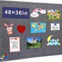 Large Bulletin Board, 48 X 36 inches Cork Board with 30 Pushpin, 4' x 3' Felt Cork Board Notice Pin Board, Self-Adhesive Vision Board Mood Board Foldable Photo Board for Wall - Dark Gray