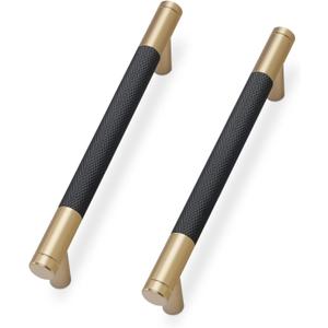 10 Pack Matte Black and Champagne Bronze Cabinet Pulls knurled 5 Inch Hole Centers Kitchen Cabinet Handles Drawer Pulls Cabinet Hardware