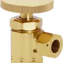 Westbrass Round Handle Angle Stop Shut Off Valve, 1/2" IPS Inlet with 3/8" Compression Outlet, Polished Brass, D103-03