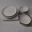 AmorArc Ceramic Dinnerware Sets, Wavy Rim Stoneware Plates and Bowls Sets, Highly Chip and Crack Resistant | Dishwasher & Microwave & Oven Safe Dishes set, Service for 4 (12pc) (Matte White)