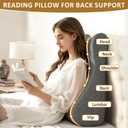 Reading Pillow for Bed,Ergonomic Back Support Pillow for Bed Sitting Up,Memory Foam Reading Pillow for Adult Sleeping, Headboard Back Pillow for Sleep Apne on Bedrest Couch Floor,Grey