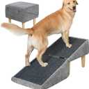 3-in-1 Dog Ramp 18.9"17.7"18.9" with Storage Pet Stairs for Senior & Injured Dogs & Cats, Hidden Storage Footstool, Ottoman Anti-Slip, Supports 220 lbs for Beds & Sofas