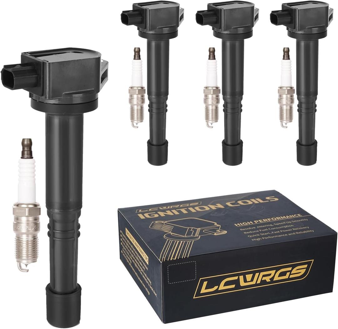 Set of 4 Ignition Coil Pack and Spark Plugs for 2.4 L4 Honda Accord CRV Crosstour Civic SI Acura ILX 2008 2009 2010 2011 2012 2013 2014 Replaces UF602