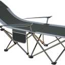 Folding Beach Chair Recliner for Adults - Heavy Duty 300lbs Camping Chair with Adjustable Backrest & Footrest, Portable Outdoor Lounge Chair for Backyard, Fishing, Travel