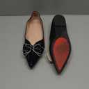 Flats Shoes Women Comfortable Leather Pointed Toe Flats Bow Dress Shoes Memory Foam Insole Slip on Work Flat for Women (11, Black)