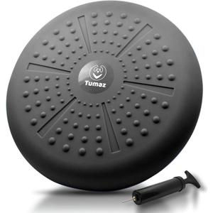 Tumaz Wobble Cushion - Wiggle Seat to Improve Sitting Posture & Stay Focused for Sensory Kids, Balance Disc to Core Strength & Flexible Seating [Extra Thick Balance Board, Pump Included Wobble Board] (13. Black)