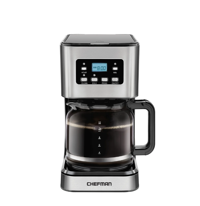 Chefman 12-Cup Programmable Coffee Maker w/ Digital Display, Auto Shut Off - Stainless Steel
