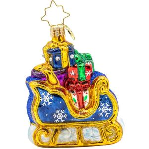 Christopher Radko Hand-Crafted European Glass Christmas Tree Decorative Ornament, Starry Night Sleigh Gem