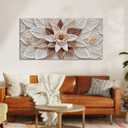 ORKARLUMENT Boho Floral Wall Art White and Brown Canvas Prints 24"X48"