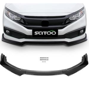 SCITOO 3PCS Black PP Front Bumper Body Kit Spoiler Chin Spoiler Front Bumper Lip Fit for 2016-2020 for Honda Civic